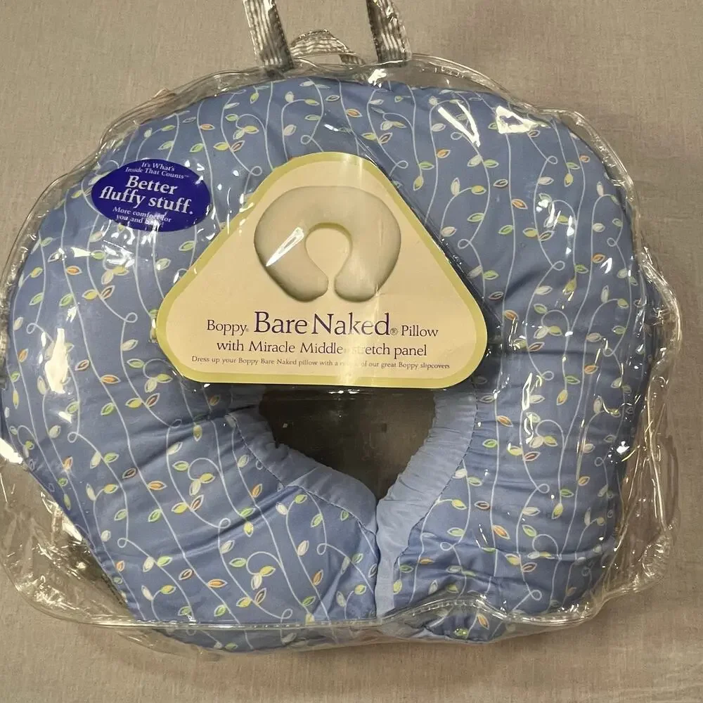 Vintage Boppy Bare Naked Nursing Pillow w/ Blue Vine & Jungle Covers Baby‎